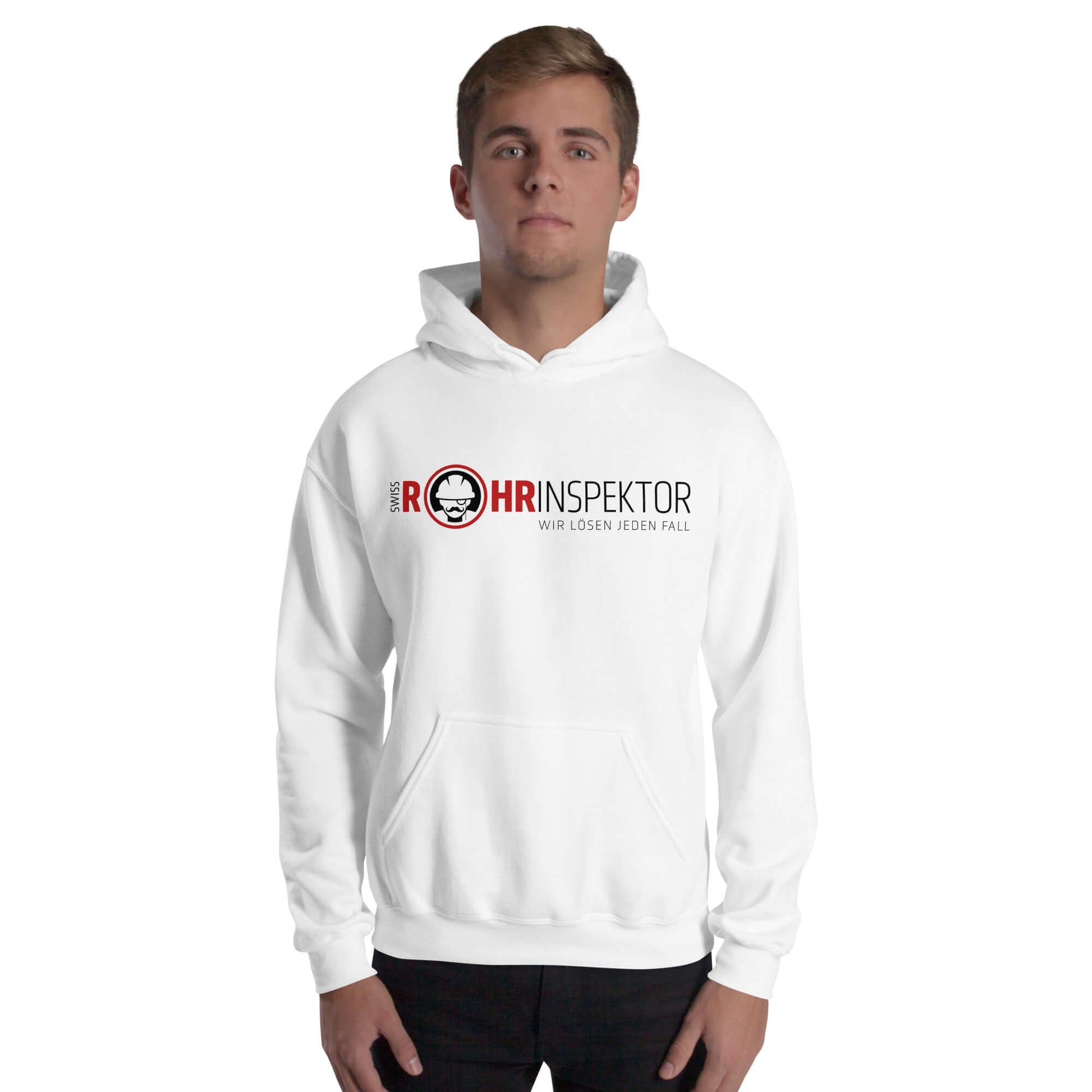 Unisex Hoodie - Swiss Rohrinspektor - Front Back Logo PTEveryone needs a cozy go-to hoodie to curl up in, so go for one that's soft, smooth, and stylish. It's the perfect choice for cooler evenings! • 50% pre-shrunk cotton, 50% polyester Heather Sport Dar