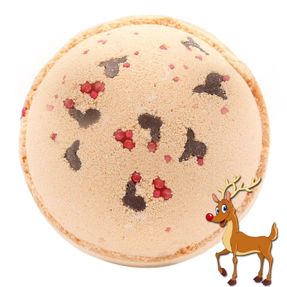 Bomba de baño Reno Navidad Caramelo- Toffe XLBomba de baño Reno Navidad Haz que la hora del baño sea muy especial con nuestras Funky Bath Bombs. Hechas con los mejores ingredientes y cada bomba de baño pesa 180 gramos, estas bombas de baño son realmente o