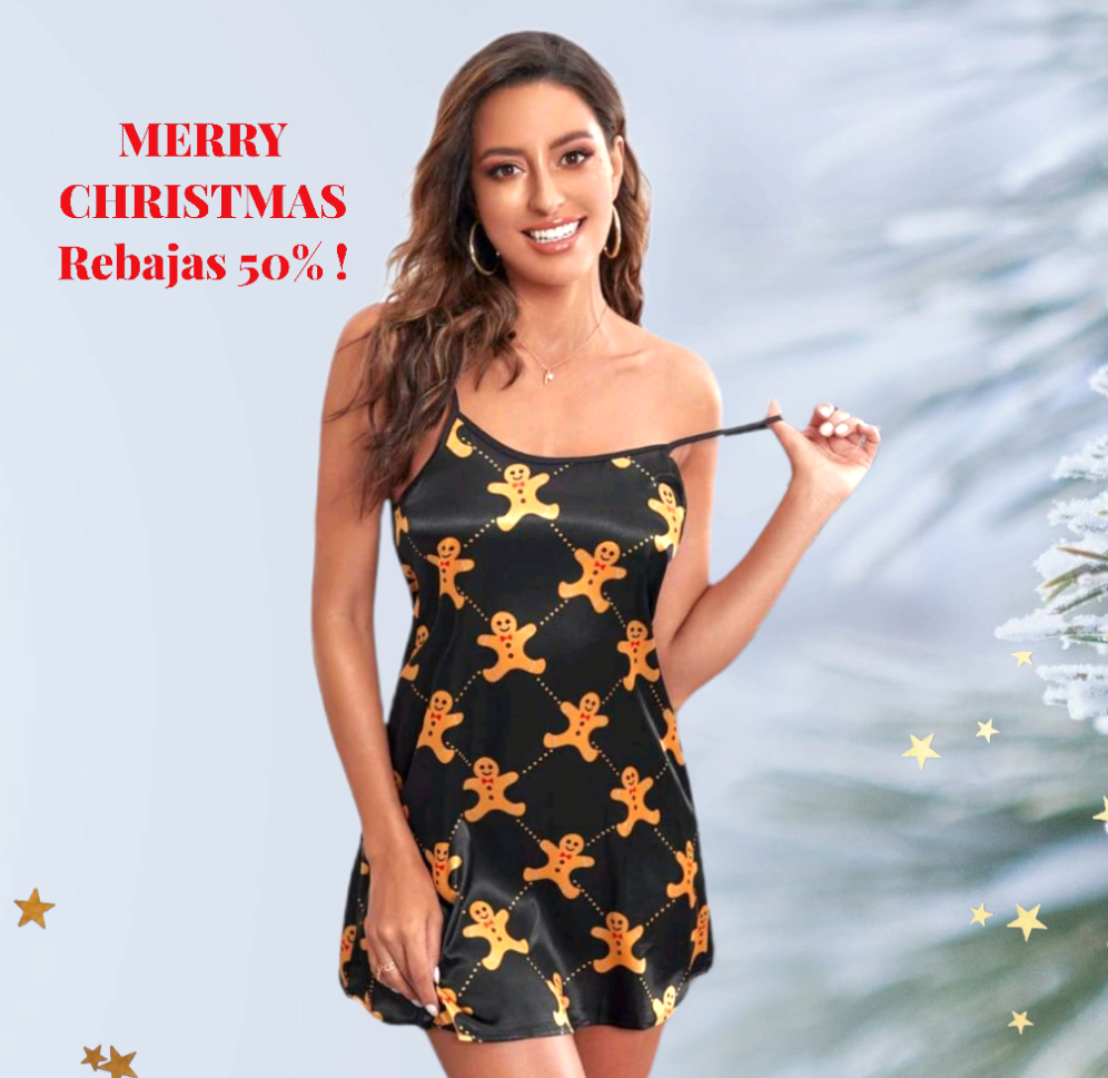 Pijama Navidad -Jenjibre XLÚltimo talla XL Pijama con estampado navideño. Tacto raso . Tirantes ajustables. Ideal para regalar en navidades! Guía de tallas: XL: Pecho 110cm ; Cintura 110cm ; Caderas 110cm. Largo : 86cm Envío: 24/48 horas Suiza. Europa 4/1