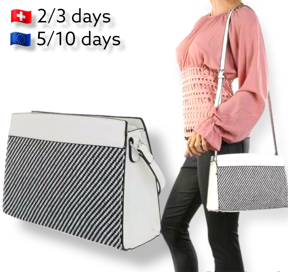 Bolso Elena Blanco | Shoulder Bag WhiteBolso italiano de hombro Bolso de hombro amarillo con contraste en negro. Correa adaptable. Medidas : 29cm*11cm*20cm Altura de la correa (cm): 60 Material eco piel 2 Bolsillos interiores 1 Bolsillo interior con crema