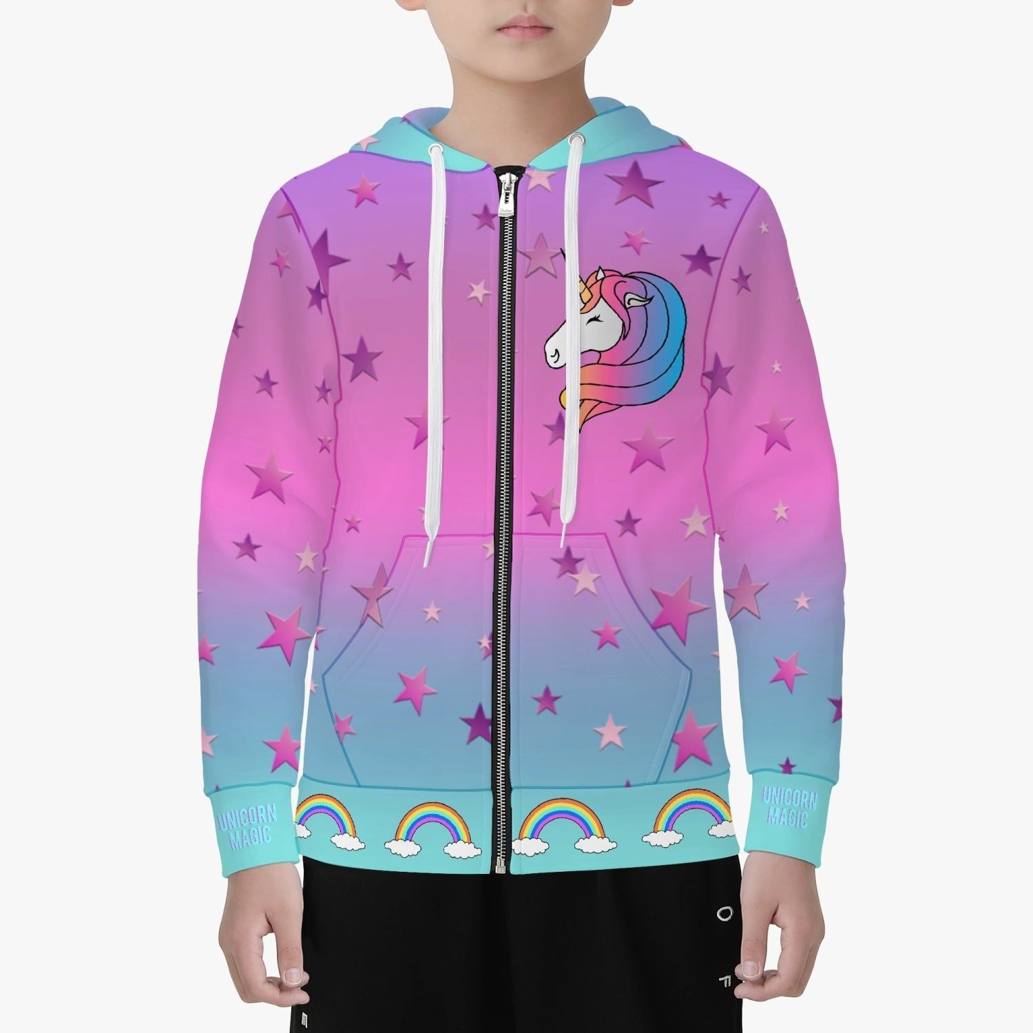 Sudadera de cremallera Unicorn Magic, por NicoleGuia de tallas (cm) Largo, cm Ancho pecho cm 3XS 56 40.5 2XS 59 43 XS 62 46 S 65 50 M 67.5 55 L 70 60 Caracteristicas : ✅ Hecho a mano con tela de mezcla de poliéster de primera calidad, garantiza la sensaci