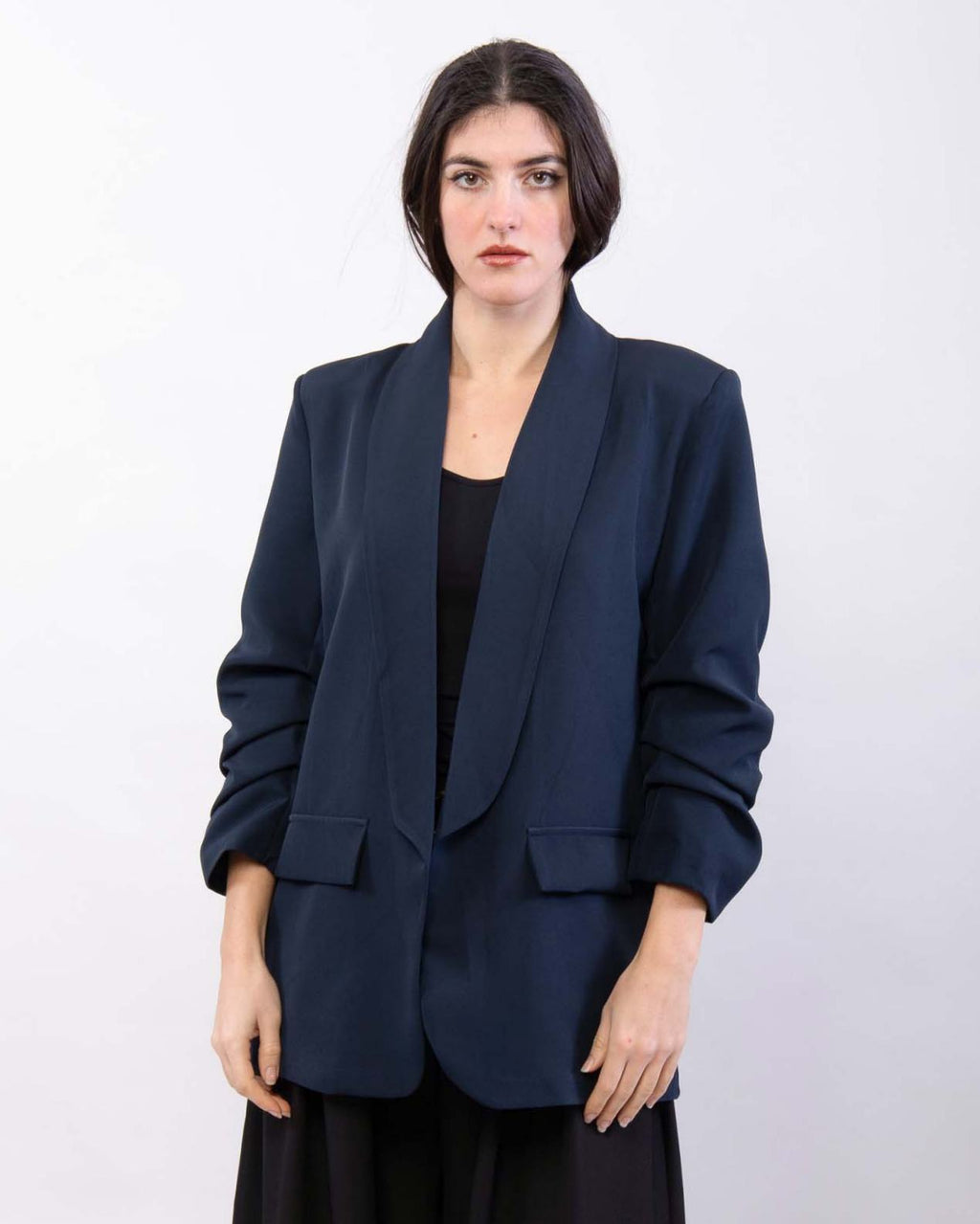 Blazer Marino Manga Fruncida