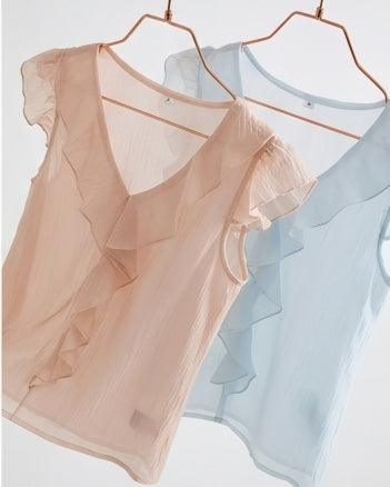 Blusa Volante Semitransparente-4 Colores