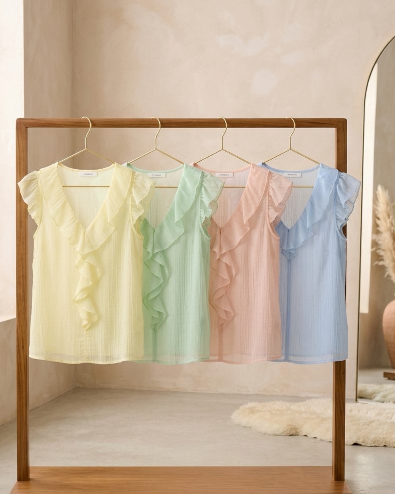 Blusa Volante Semitransparente-4 Colores