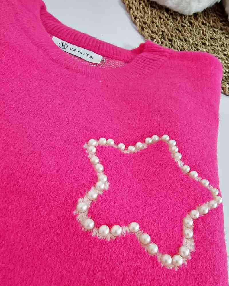Jersey Estrellas Perla - Damen Winterpullover¡¡Prepárate para lucir estupenda con el Jersey Estrellas Perla! Suave y calido al tacto, al mismo tiempo que te ofrece un look único gracias a sus perlas decorativas en estrellas y estrellas contrastadas en man