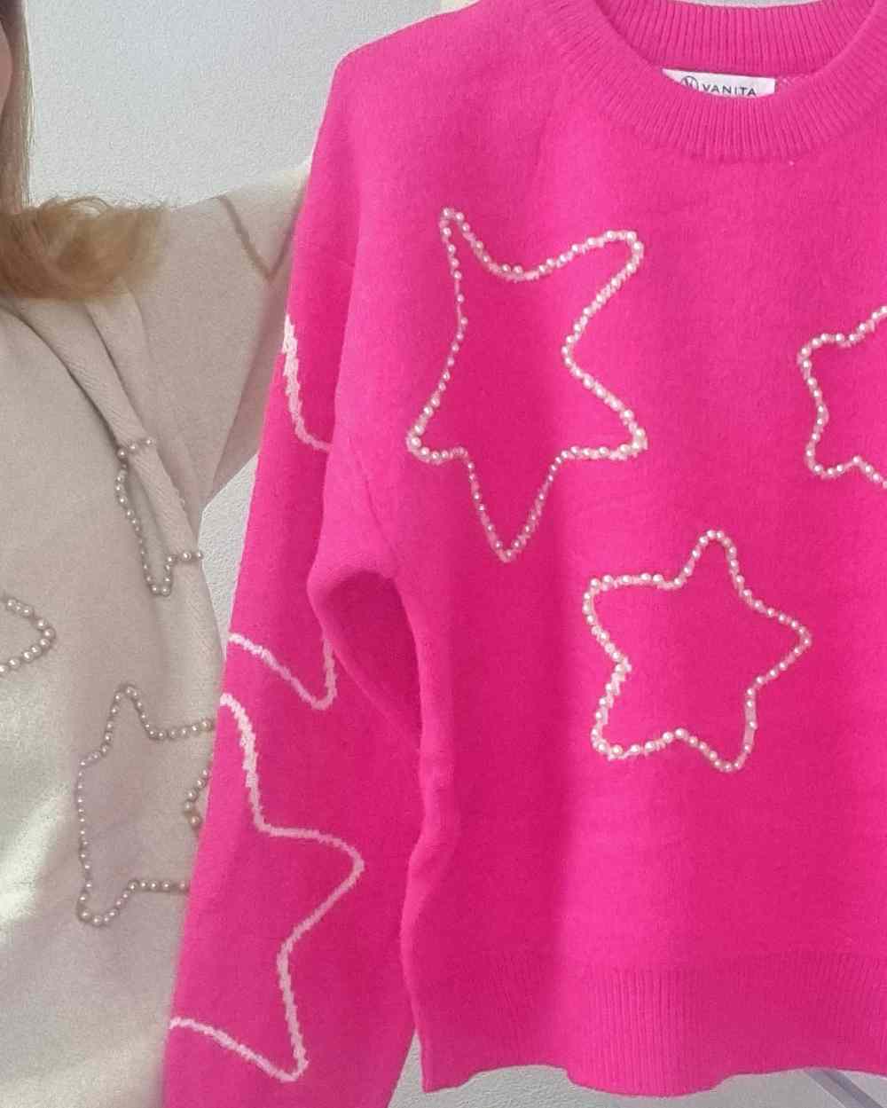 Jersey Estrellas Perla - Damen Winterpullover¡¡Prepárate para lucir estupenda con el Jersey Estrellas Perla! Suave y calido al tacto, al mismo tiempo que te ofrece un look único gracias a sus perlas decorativas en estrellas y estrellas contrastadas en man