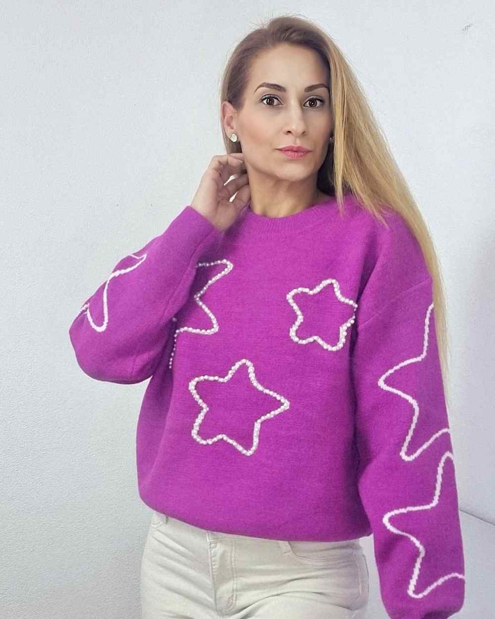 Jersey Estrellas Perla - Damen Winterpullover¡¡Prepárate para lucir estupenda con el Jersey Estrellas Perla! Suave y calido al tacto, al mismo tiempo que te ofrece un look único gracias a sus perlas decorativas en estrellas y estrellas contrastadas en man