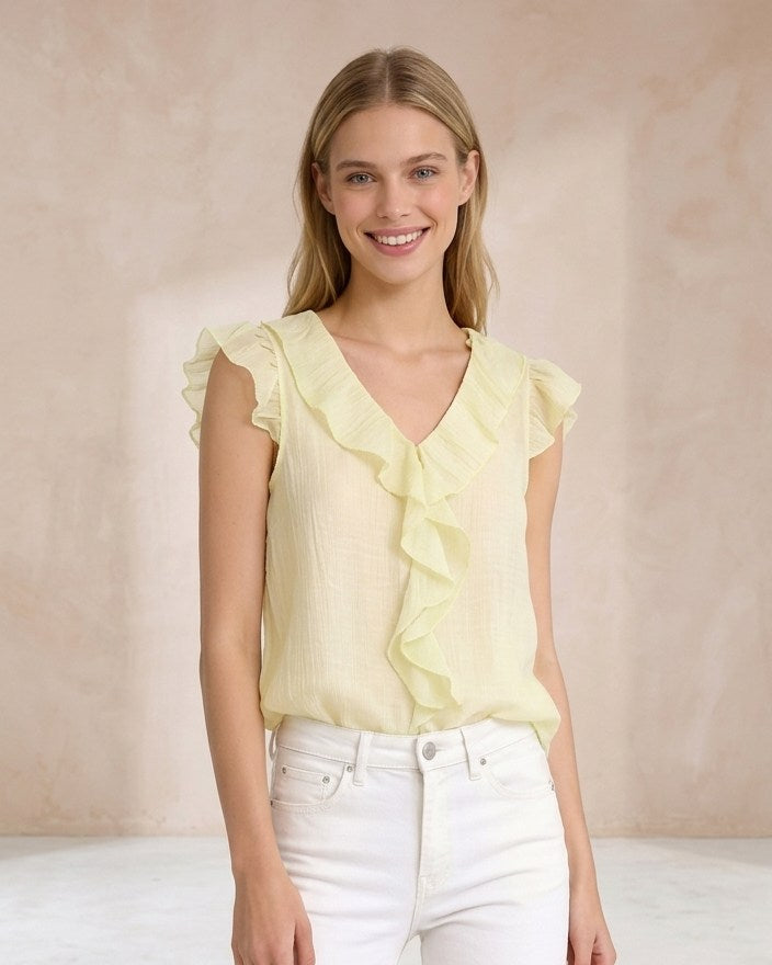 Blusa Volante Semitransparente-4 Colores