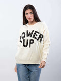 Jersey Power Up brilloJersey Power Up Cálido y suena jersey con letras en relieve y pequeños brillante. Talla unica hasta 2XL 50% Acrílico, 25% Viscosa, 20% Poliamida, 5% Elastano Envío: Suiza 2/4 días Europa 5/12 días según país
