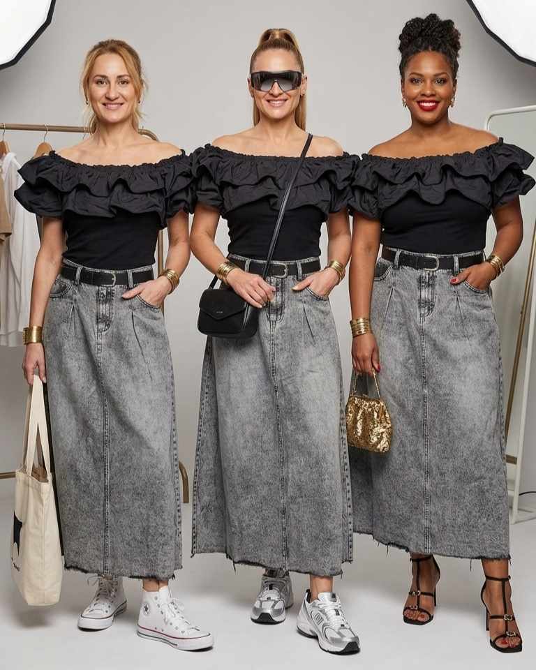 Falda Larga Jeans - 2 Colores