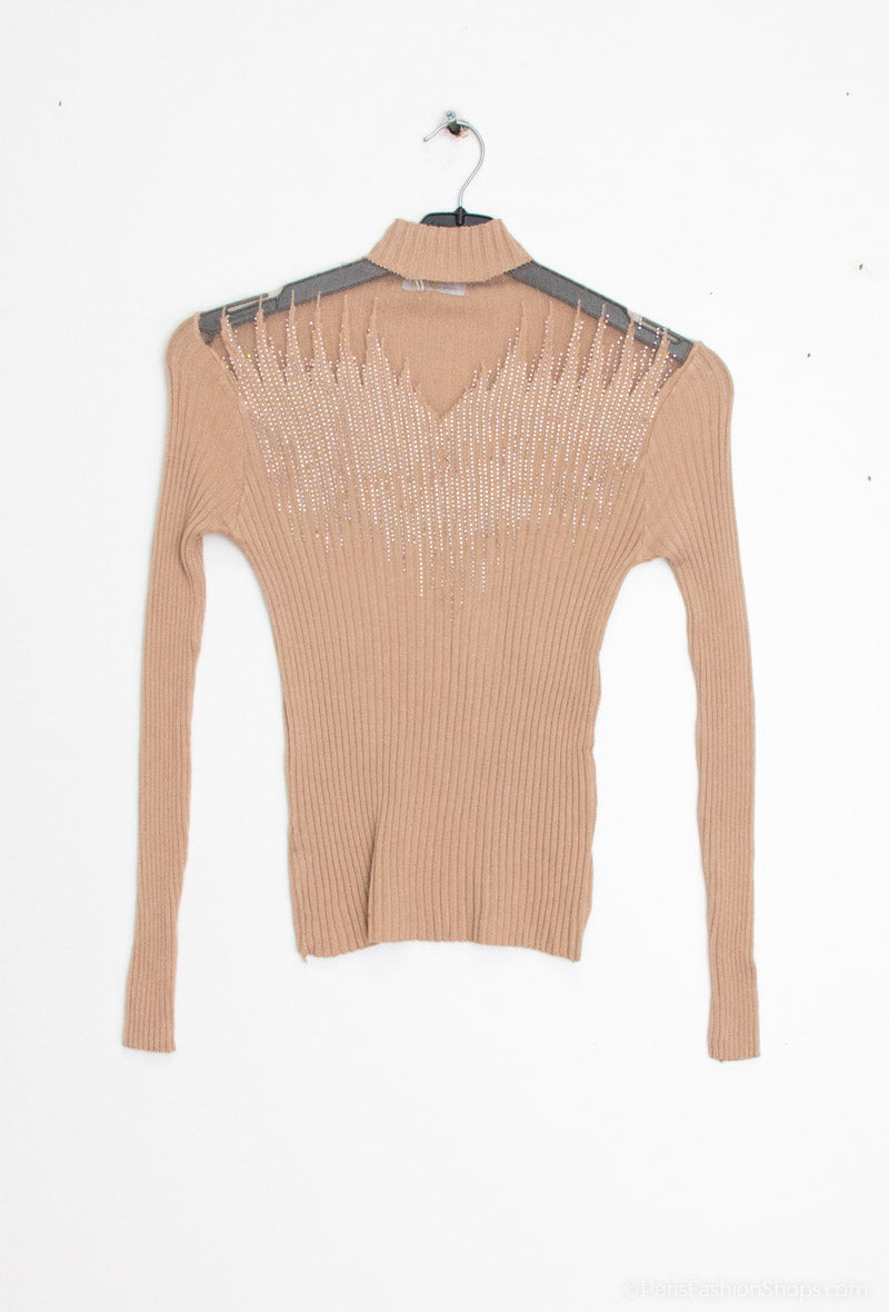 Jersey Transparencias Glamourös | Pullover¡Reluce con elegancia esta temporada con nuestro Jersey Transparencias Glamouros! Sofisticado, con delicados brillantes y encantadora transparencia en el escote, brilla esta temporada . Destaca con glamour gracias
