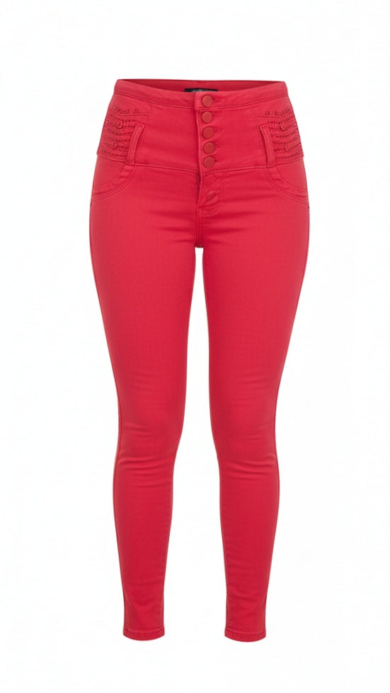 Jeans Push Up Rojos Brillantes