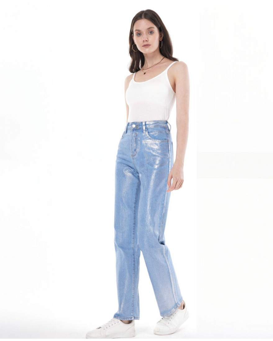 Preventa- Shine Silver Jeans - Laulia Paris