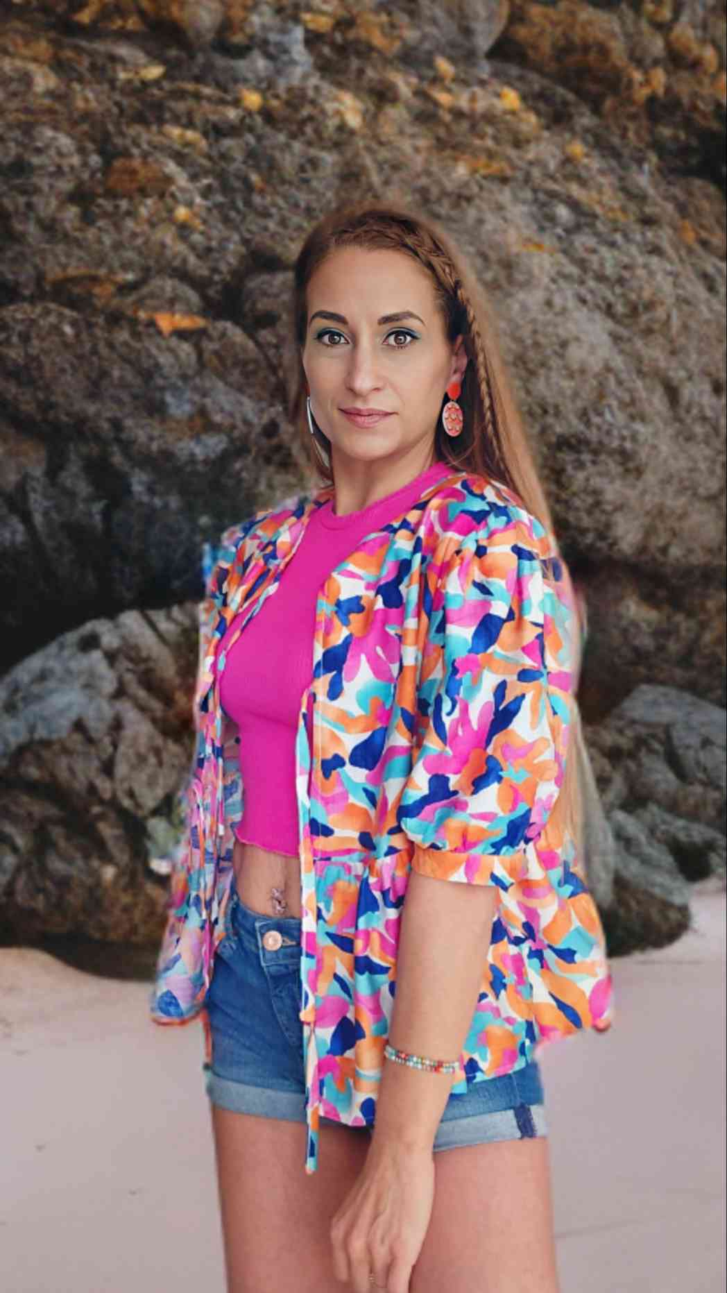 Oberteil FrÑuhling Sommer Damen Shirt pink blau orange . TOS Boutique schweiz kaufen 