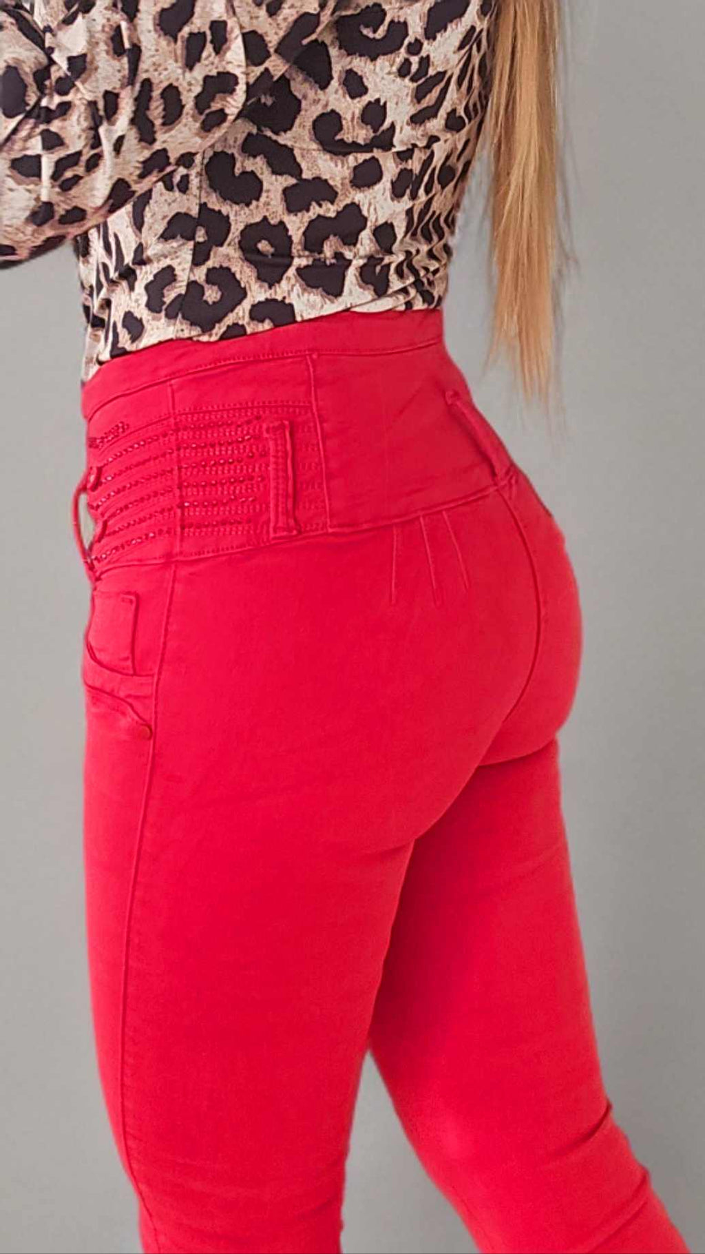Jeans Push Up Rojos Brillantes