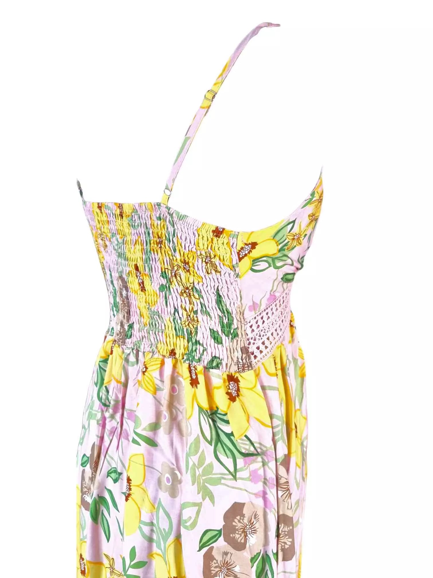 Vestido Flores Indiana Pink Amarillo| Sommerkleid IndianaEste vestido de verano Indiana es realmente especial. Estampado con una preciosa mezcla de flores, su diseño ligero y fresco te hará destacar. Perfecto para cualquier día o fin de semana para sentir