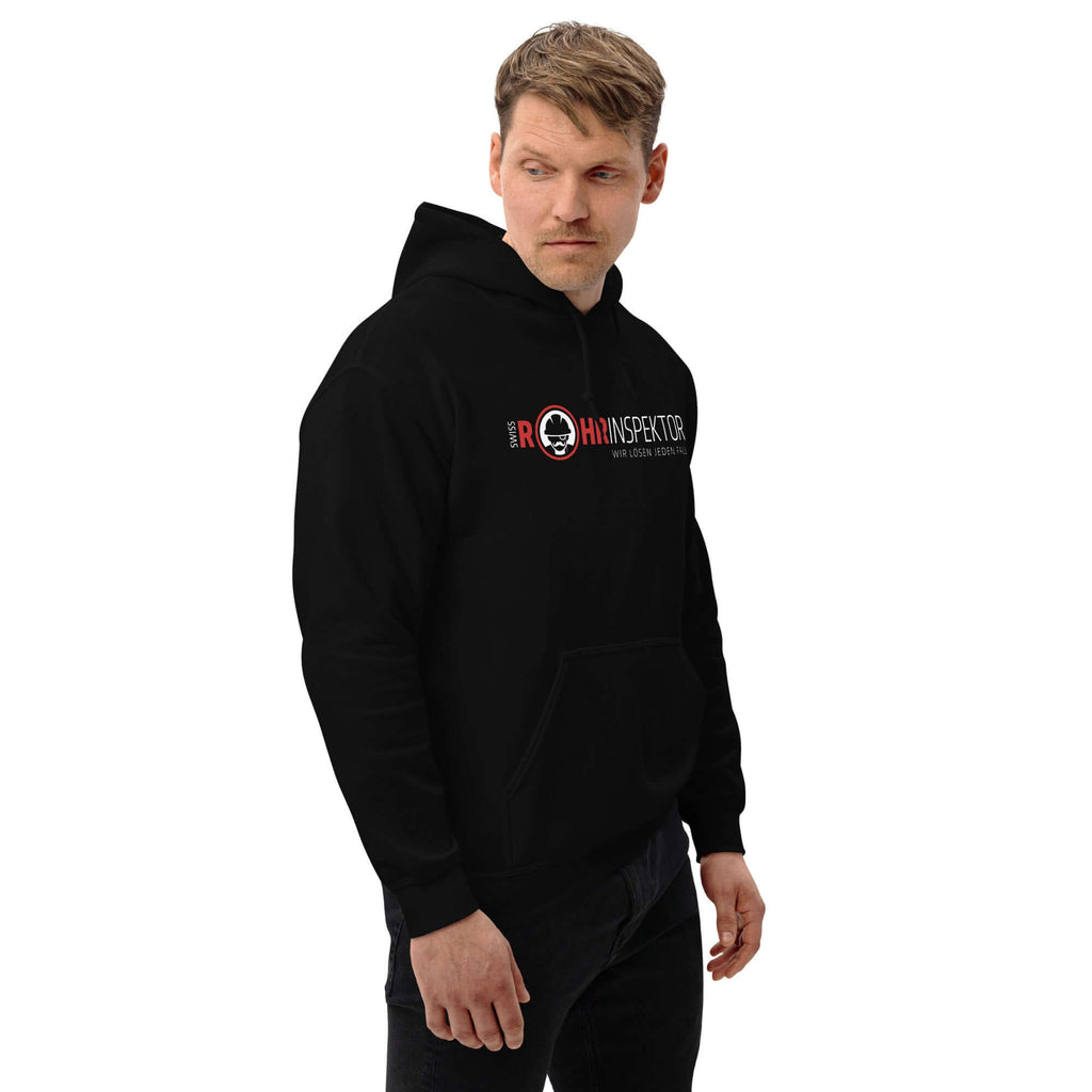 Unisex-Kapuzenpullover - Swiss Rohrinspektor Logo Front Logo Back -PFEinen kuscheligen Kapuzenpullover braucht einfach jeder! Entscheide dich für diesen, denn er ist angenehm weich und stilvoll – die perfekte Wahl für kühlere Abende! • 50 % vorgeschrumpft