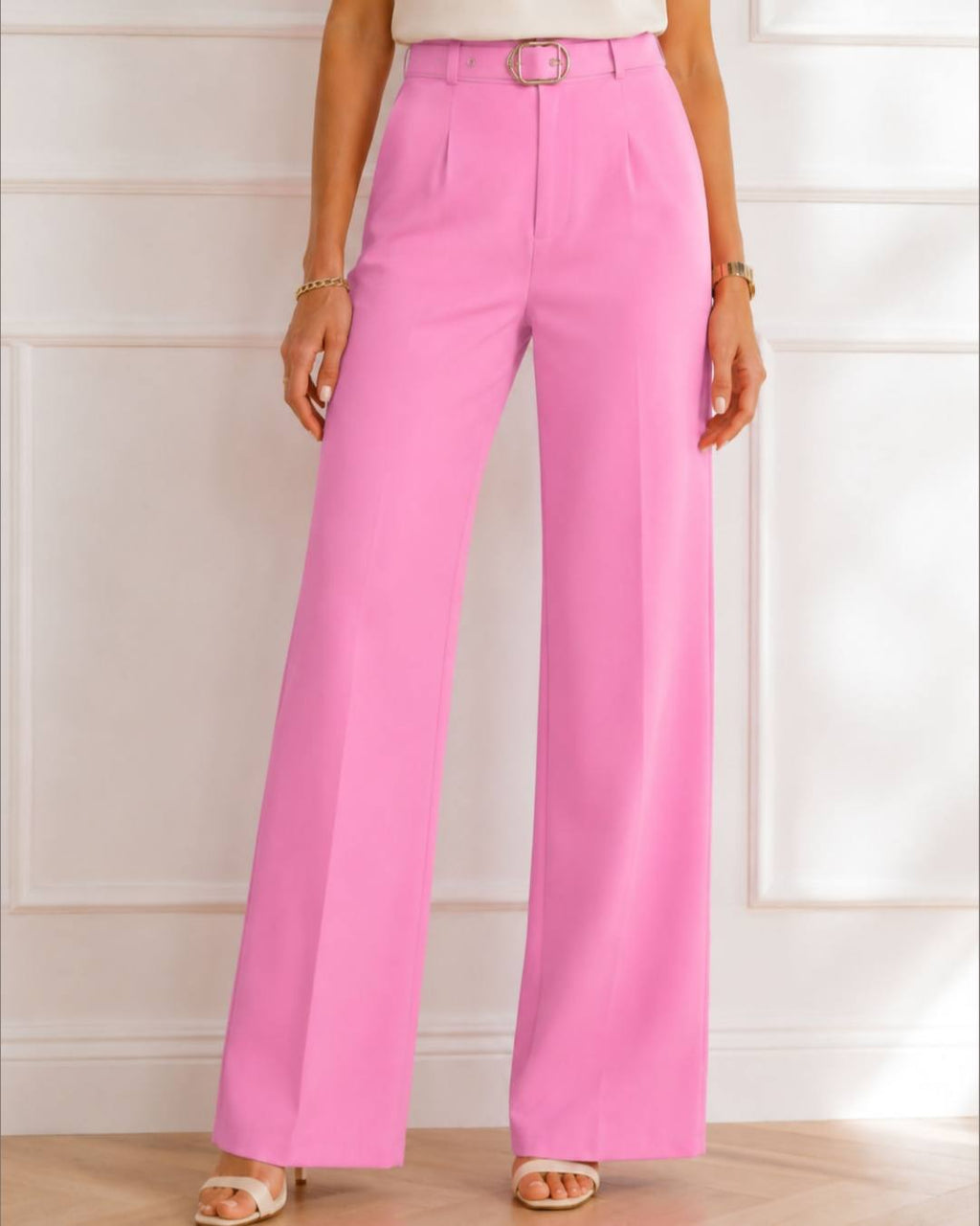Pantalón Elastico Wide Leg Cinturón
