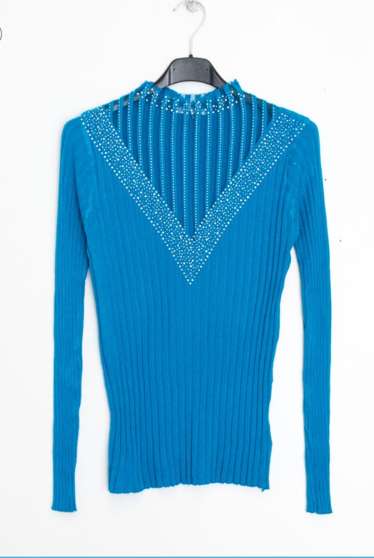 Jersey Transparencias Glam | Pullover¡Reluce con elegancia esta temporada con nuestro Jersey Transparencias Glam! Sofisticado, con delicados brillantes y encantadora transparencia en el escote, brilla esta temporada ¡sin pasar frío! Destaca con glamour gr