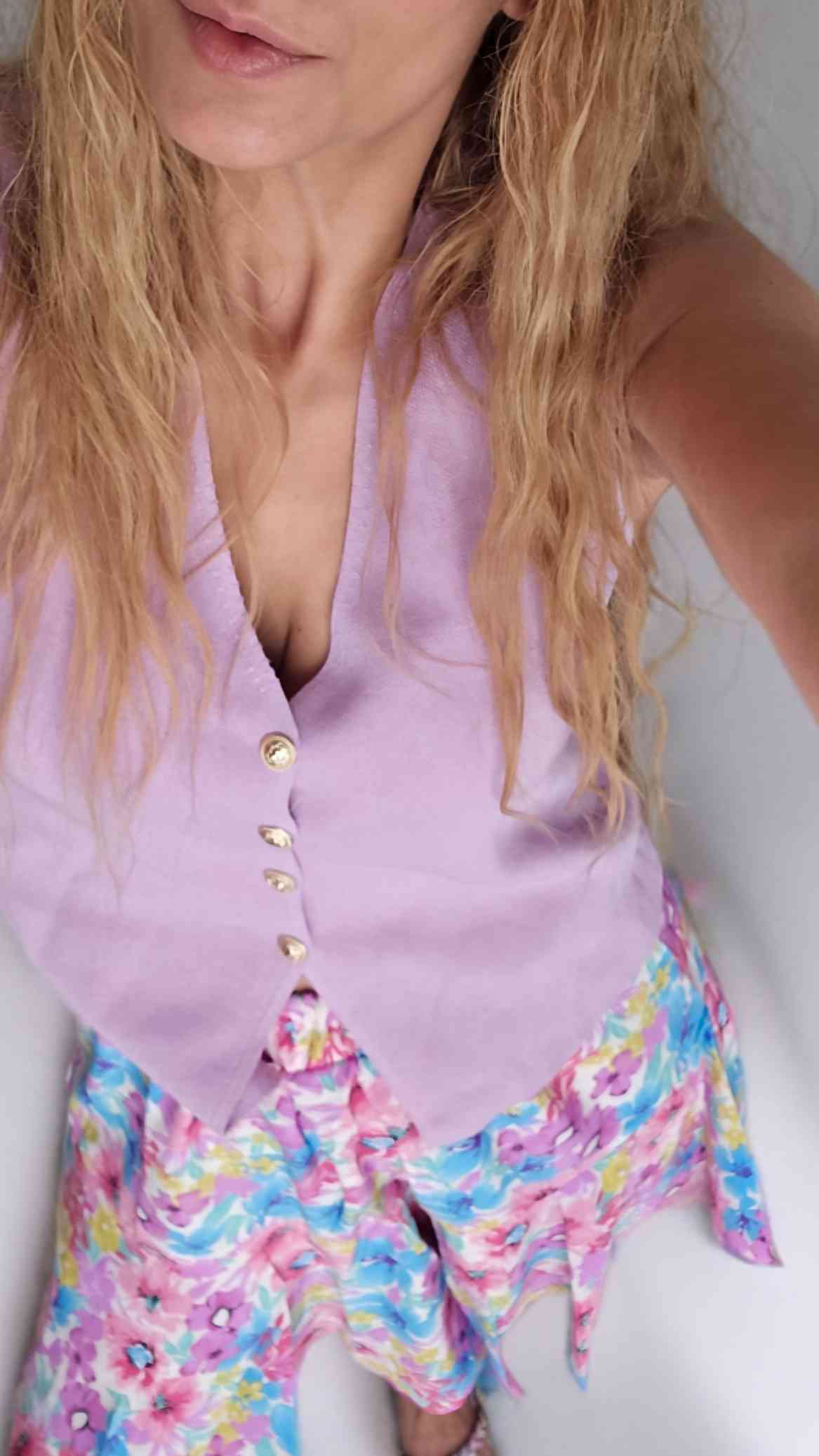 Top Chaleco Punto Lila