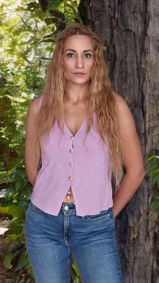 Top Chaleco Punto Lila