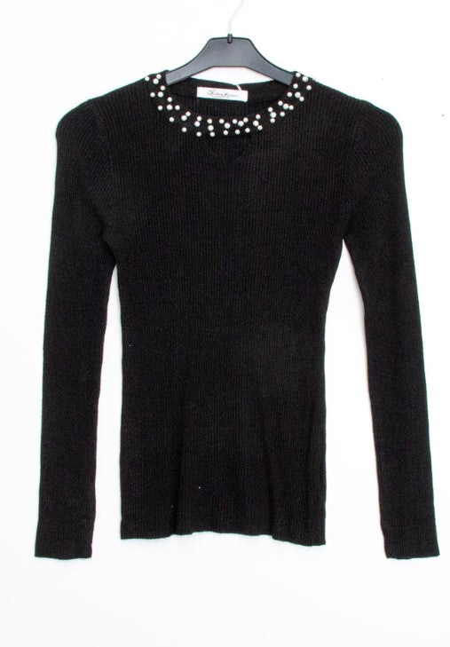 Jersey Tendencias Perlas | Pullover¡Resplandece con estilo esta temporada con nuestro Sofisticado Pullover! Detalles de perlas en el escote dan brillo al conjunto ¡sin tener que sacrificar la calidez! ¡Una fusión perfecta de moda y comodidad! Disfruta de