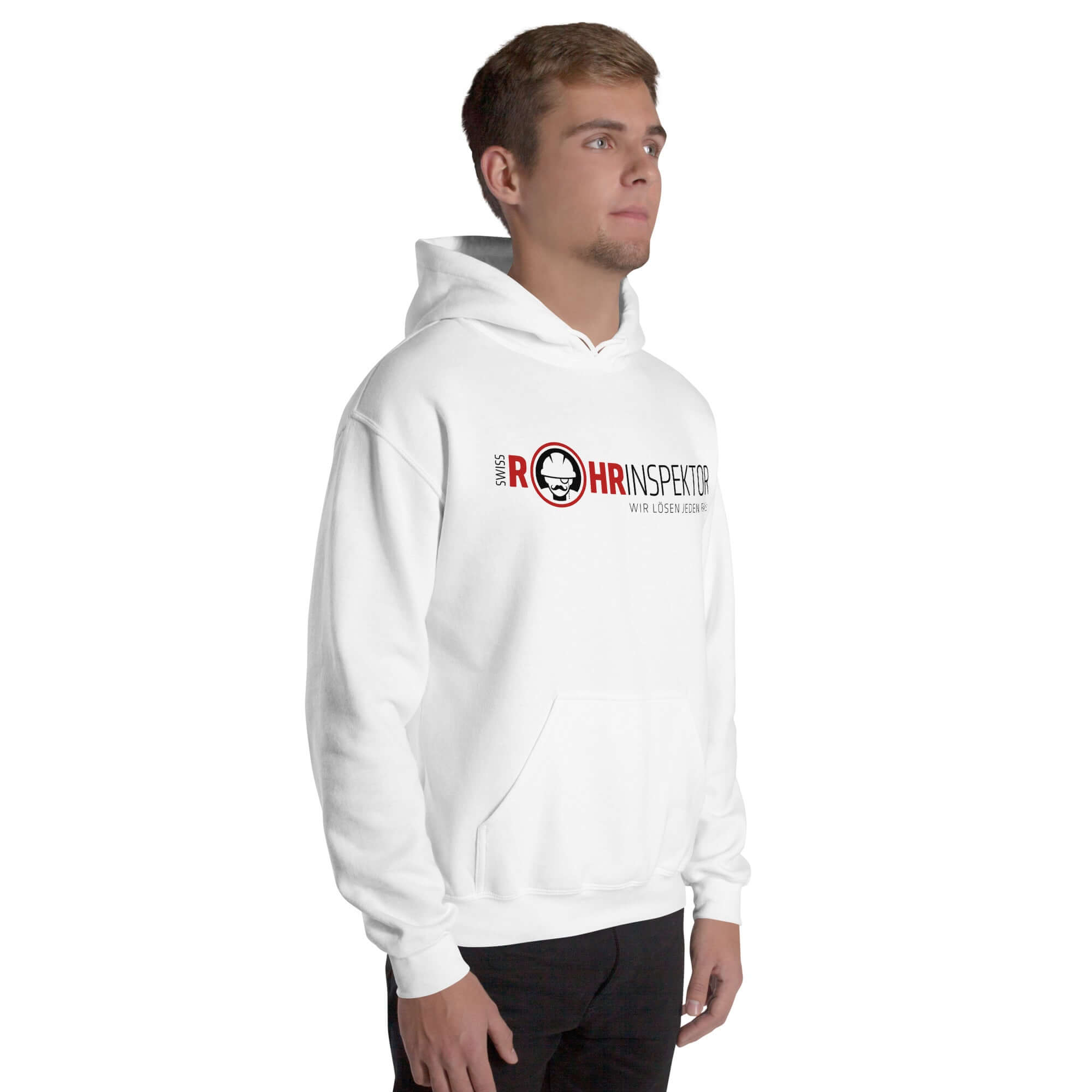 Unisex Hoodie - Swiss Rohrinspektor - Front Back Logo PTEveryone needs a cozy go-to hoodie to curl up in, so go for one that's soft, smooth, and stylish. It's the perfect choice for cooler evenings! • 50% pre-shrunk cotton, 50% polyester Heather Sport Dar