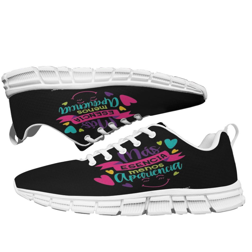 Deportivas frases" Mas Esencia" | Women Sneakers BlackZapatillas de mujer exclusivas frases Parte superior de malla transpirable; Tejido suave. Ideales para correr con su fabricación de peso ligero. Con cierre de cordones clásico Antideslizante La parte s