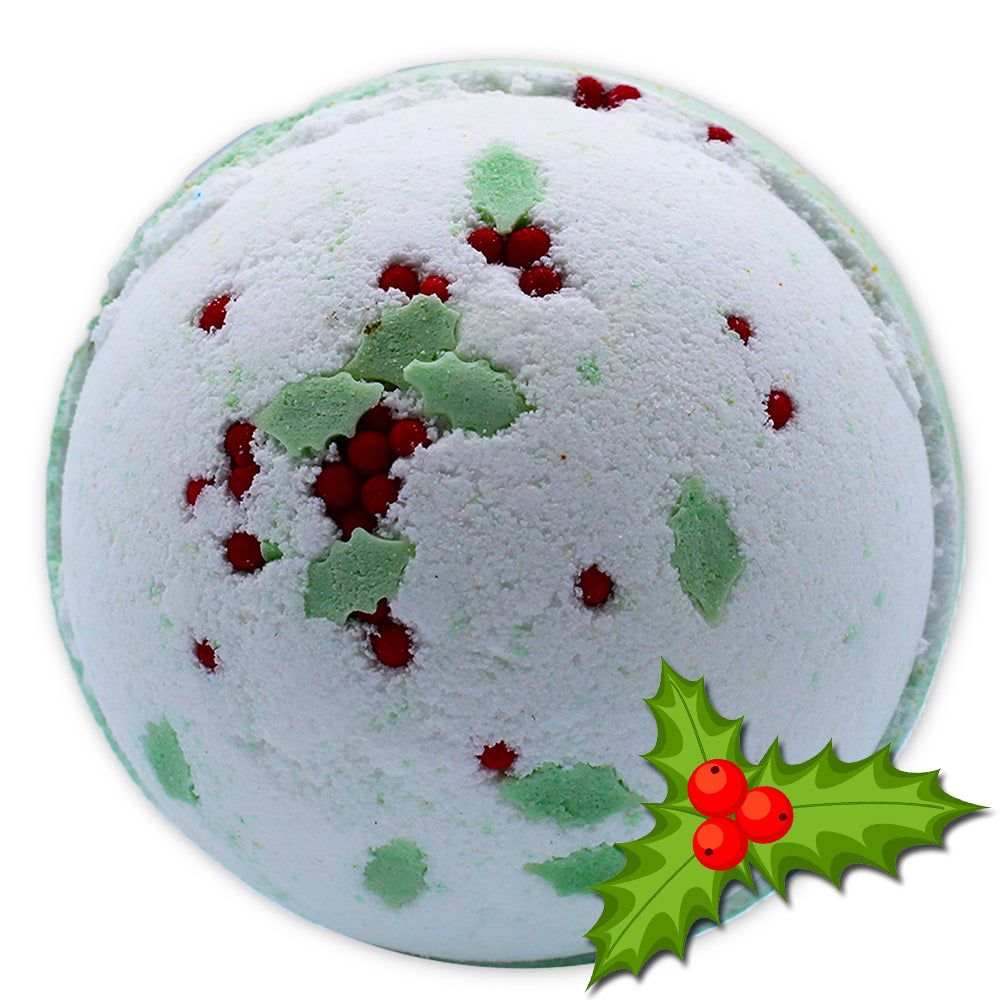 Bomba de baño Navidad Acebo- Muérdago XLBomba de baño Navidad Haz que la hora del baño sea muy especial con nuestras Funky Bath Bombs. Hechas con los mejores ingredientes y cada bomba de baño pesa 180 gramos, estas bombas de baño son realmente originales