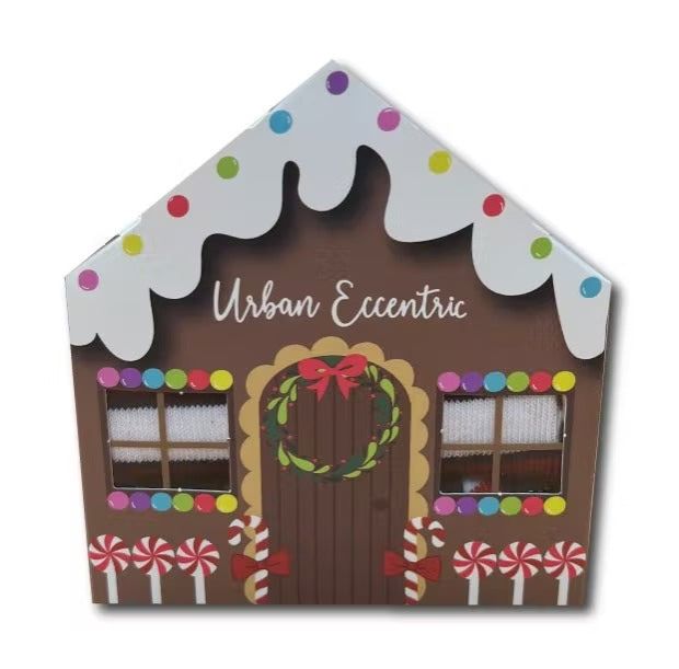 Set calcetines divertidos Navidad Casa de JengibreSet de regalo de calcetines navidad casa de jengibre Set de regalo calcetines divertidos casa de pan de jengibre unisex Se adapta a hombres y mujeres Reino Unido - 6 -113 pares de calcetines de algodón en