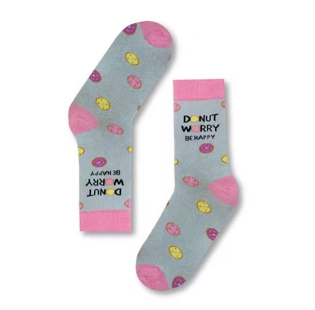 Calcetines Divertidos Donut WorryCalcetines Donuts Originales Regalo con diseños divertidos. Regalo ideal para navidad, cumpleaños... Calcetines de mujer Donut WorrySe adapta a tallas de mujer UK - 4 - 81 par de calcetines ricos en algodón Composición Fib