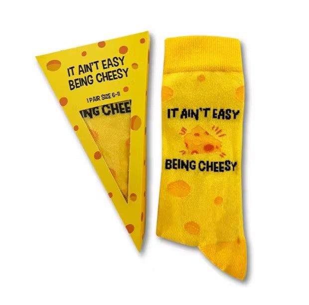 Calcetines Cheese LoversRegalo Original Calcetines De Queso Regalo con diseños divertidos. Regalo ideal para navidad, cumpleaños... Set de regalo unisex It Ain't Easy Being Cheesy SliceSe adapta a tallas de hombre y mujer UK - 6 - 111 par de calcetines de