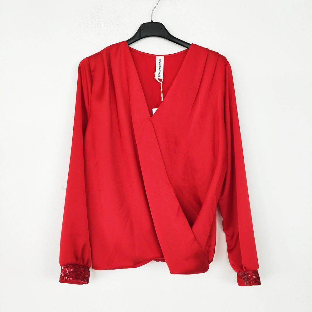 Blusa Cruzada Lentejuelas | Pailletten Damen BluseBlusa cruzada con lentejuelas Camisa clásica con escote cruzado y detalle de lentejuelas en los puños. Goma en la cinturilla, en la parte trasera, para un ajuste y comodidad únicos! Talla unica S/L (36/40)