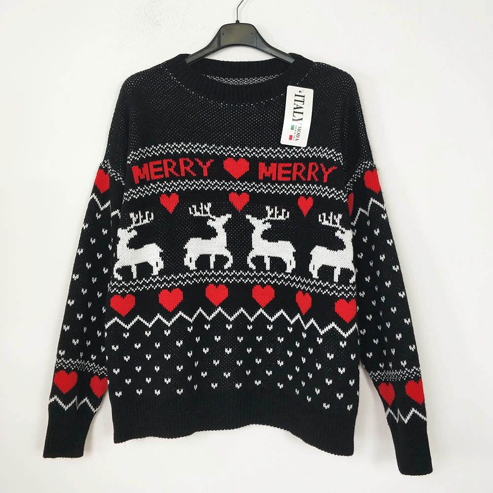 Jersey Navidad Renos | WeihnachtspulloverJersey estampado renos navideños Jersey con estampado invernal, puños ajustados acanalados y cuello redondeado. Textura suave y cómoda. No pica Talla unica S/XL (36/42) Envío: Suiza 2/4 días Europa 5/9 días