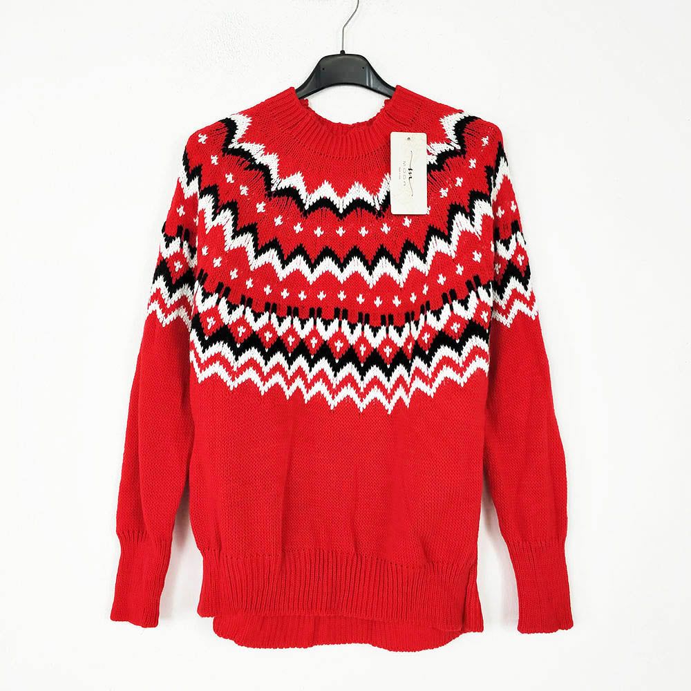 Jersey Nórdico 3 Colores | Winter Pullover NorwegermusterJersey estampado nórdico| Winterpullover Damen Norwegermuster Jersey con cenefa de estampado nórdico, puños ajustados acanalados y cuello redondeado. Textura suave y cómoda. No pica Talla unica S/L