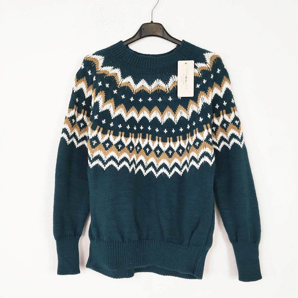 Jersey Nórdico 3 Colores | Winter Pullover NorwegermusterJersey estampado nórdico| Winterpullover Damen Norwegermuster Jersey con cenefa de estampado nórdico, puños ajustados acanalados y cuello redondeado. Textura suave y cómoda. No pica Talla unica S/L