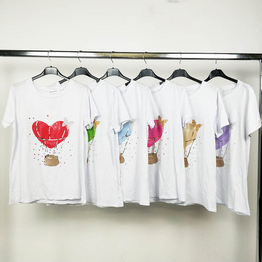 Camiseta algodón mujer Corazon/ Mariposa  | Varios Colores