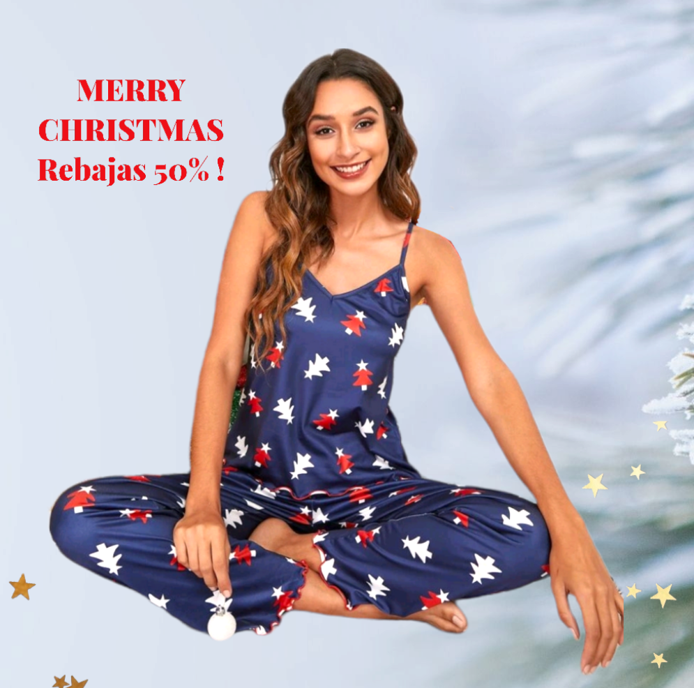 Pijama Tirantes NavidadÚltimo talla XL Pijama con estampado navideño.i Cintura elástica. Ideal para regalar en navidades! Guía de tallas: XL: Pecho 110cm ; Cintura 66-110cm ; Caderas 115cm. Envío: 24/48 horas Suiza. Europa 4/10 días según país