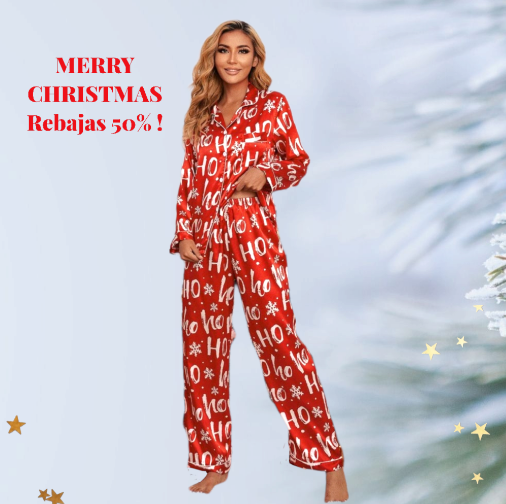 Pijama Navidad HoHoHo- ultimo XLÚltimo talla XL Pijama con estampado navideño. Tacto raso . Botones delanteros y cintura elástica Ideal para regalar en navidades! Guía de tallas: XL: Pecho 116cm ; Cintura 78-110cm ; Caderas 124cm. Envío: 24/48 horas Suiza