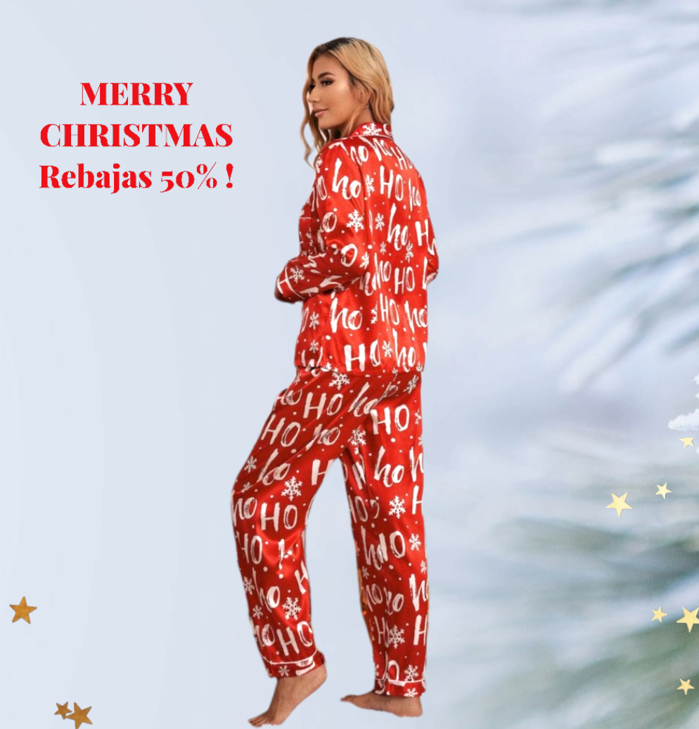 Pijama Navidad HoHoHo- ultimo XLÚltimo talla XL Pijama con estampado navideño. Tacto raso . Botones delanteros y cintura elástica Ideal para regalar en navidades! Guía de tallas: XL: Pecho 116cm ; Cintura 78-110cm ; Caderas 124cm. Envío: 24/48 horas Suiza