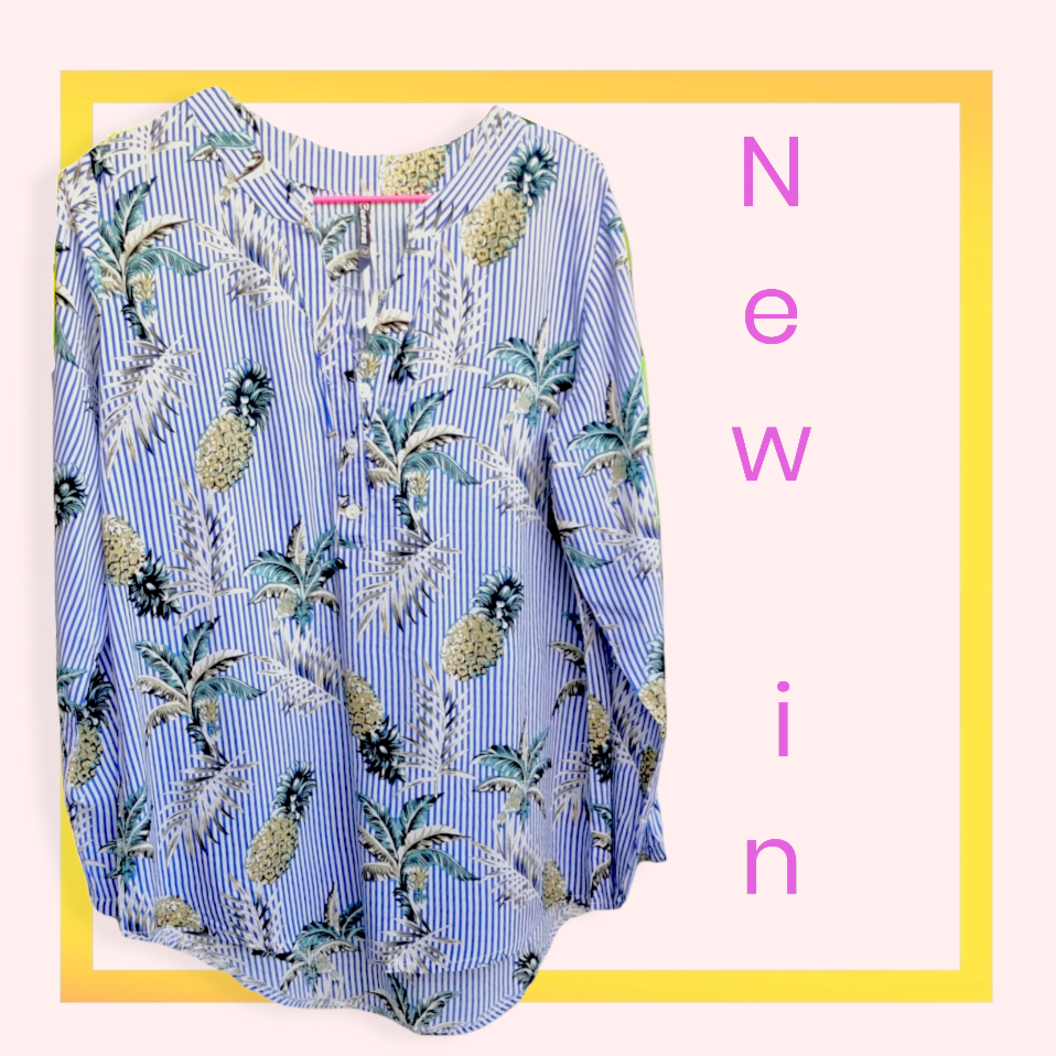 Blusa Ananas 🍍 M- 3XL Damen Blusen AnanasBlusa de mujer estampado tropical Ideal para que en todas las temporadas aportes un toque tropical a tu look. De corte amplio, te sentirás muy cómoda con su uso diario y aportaras mucho estilo a tu outfit. Caracte