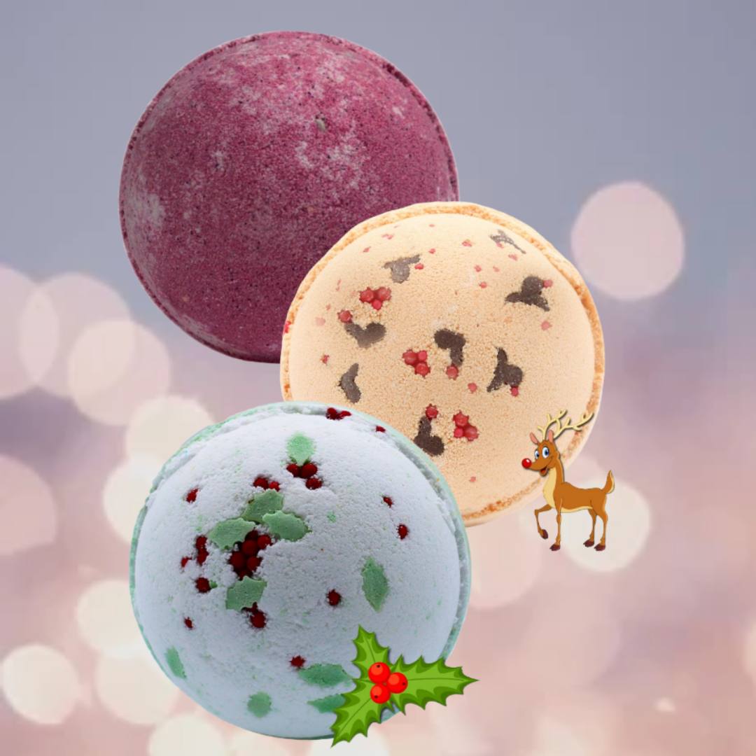 Bomba de baño Navidad Acebo- Muérdago XLBomba de baño Navidad Haz que la hora del baño sea muy especial con nuestras Funky Bath Bombs. Hechas con los mejores ingredientes y cada bomba de baño pesa 180 gramos, estas bombas de baño son realmente originales
