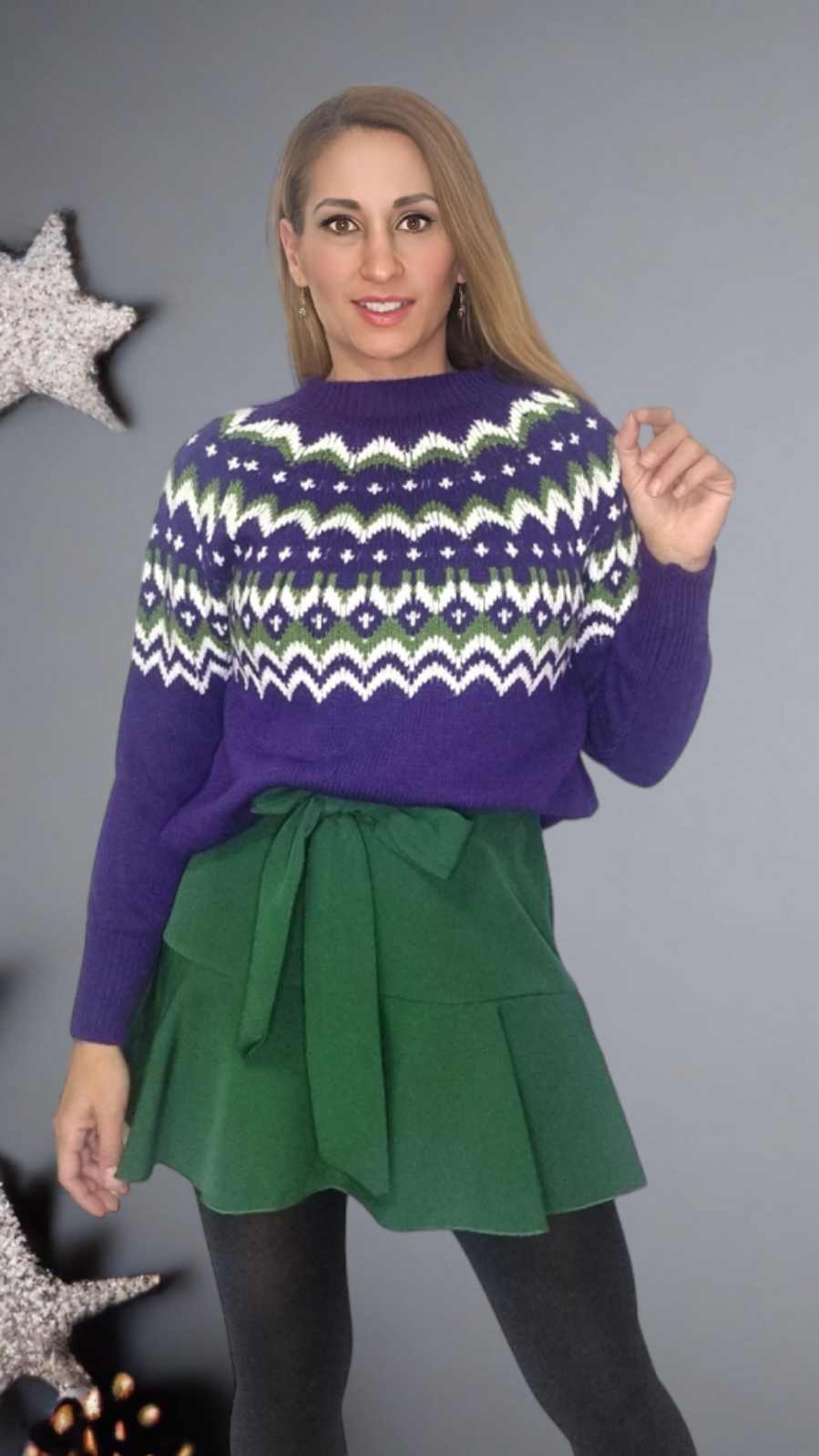 Jersey Nórdico 3 Colores | Winter Pullover NorwegermusterJersey estampado nórdico| Winterpullover Damen Norwegermuster Jersey con cenefa de estampado nórdico, puños ajustados acanalados y cuello redondeado. Textura suave y cómoda. No pica Talla unica S/L