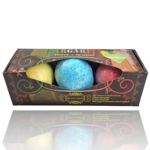 Bomba de baño Margarita XLSet Regalo Bombas de Baño Margarita Es increíble pero cierto... ahora realmente puedes relajarte en un baño de cóctel con burbujas. Sumérjase totalmente en el aroma de una bomba de baño coctel Margarita. Estas bombas de baño de c