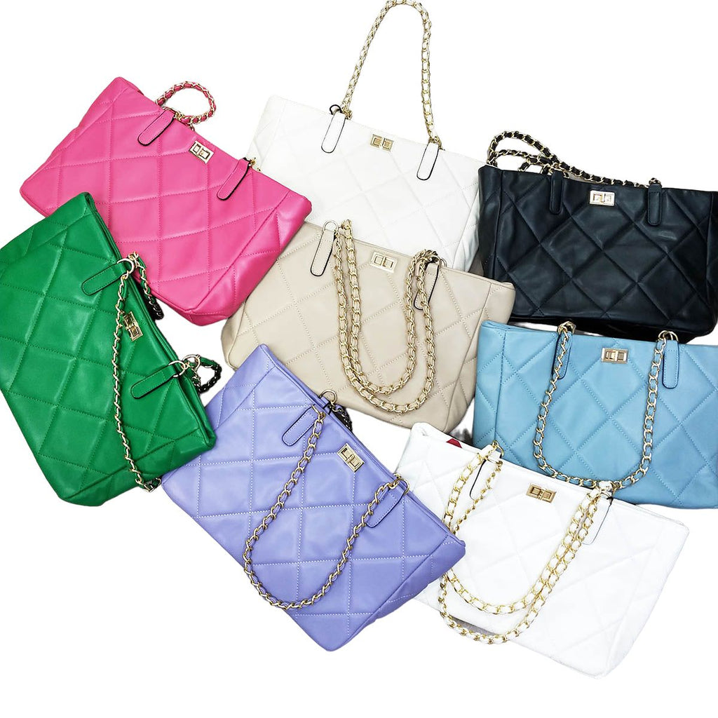 Bolso primavera 4 colores -Damen FrühlingstascheBolso primavera acolchado El bolso que te enamorara con su diseño y colores. Asa doble de cadena dorada y eco piel del color del bolso. Este bolso de primavera es de estilo acolchado , completa tu look con e