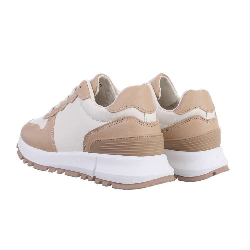 damen-sportschuhe beige öko-leder mit rutschfester Gummisohle - jetzt kaufen frauen sneakers 